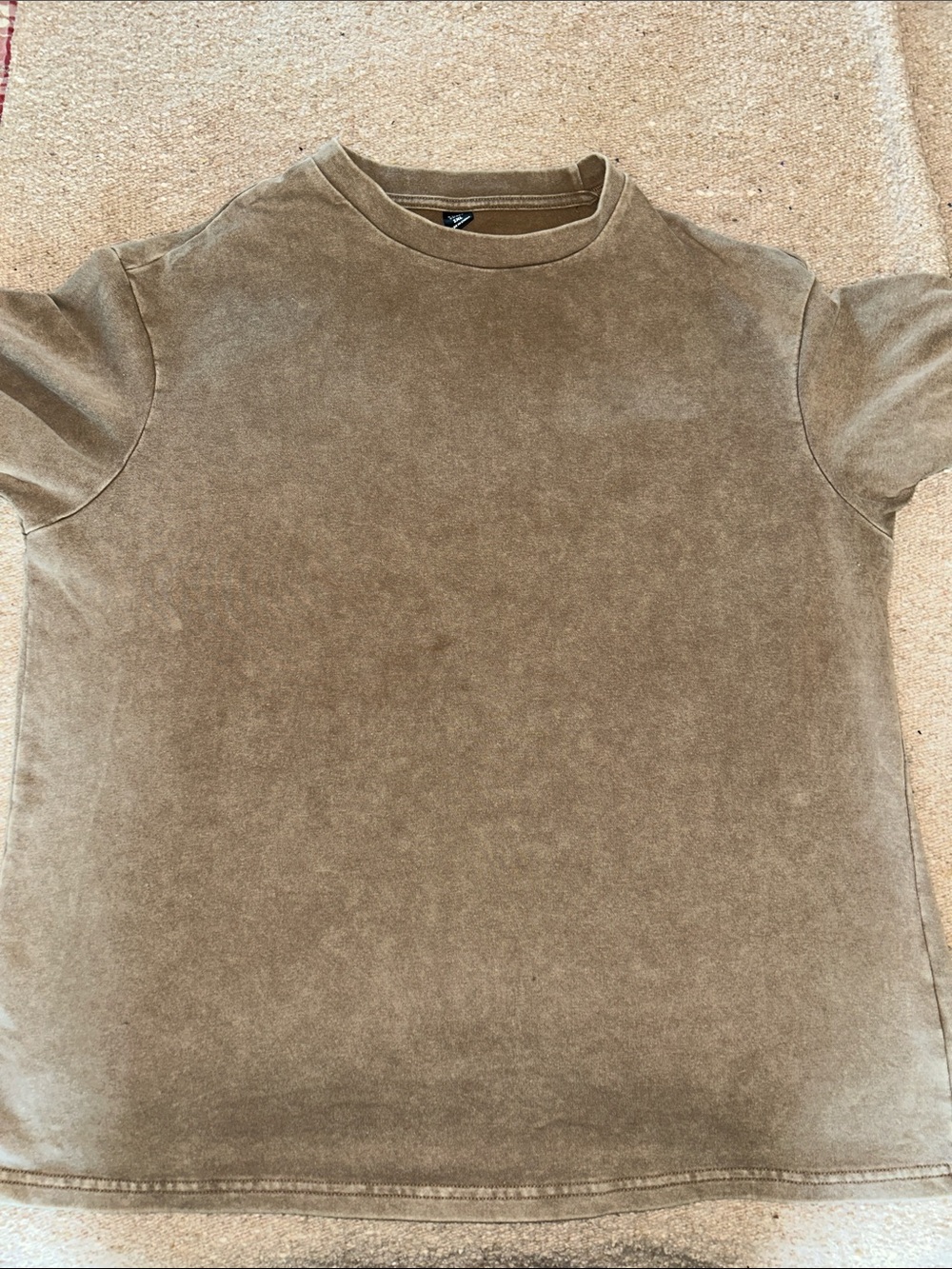 SHEIN Olive Brown Washed Short Sleeve Tee